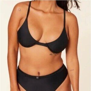 NWT Andie The Sicily Underwire Bikini Top S Black
